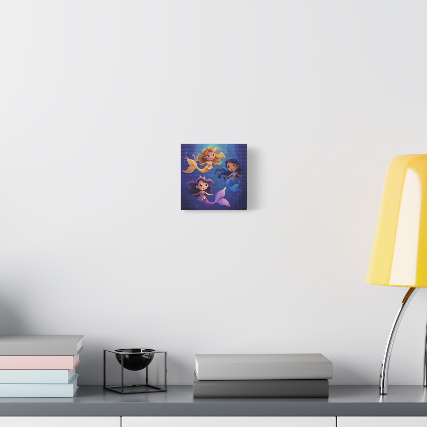 Mermaid Kids' Canvas Print, Whimsical Wall Art for Girls' Rooms, Cute Nursery Decor, Mermaid Theme Bedroom, Magical Birthday Gift
