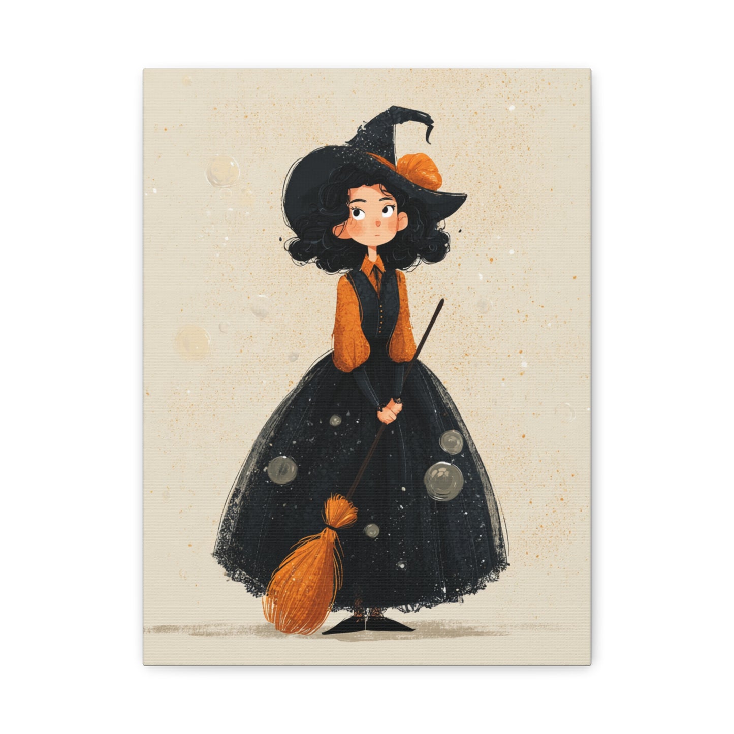 Whimsical Halloween Canvas Art, Decor for Fall, Spooky Season Home Decor, Witch Artwork, Gift for Witch Lovers, Cute Black Hat Art