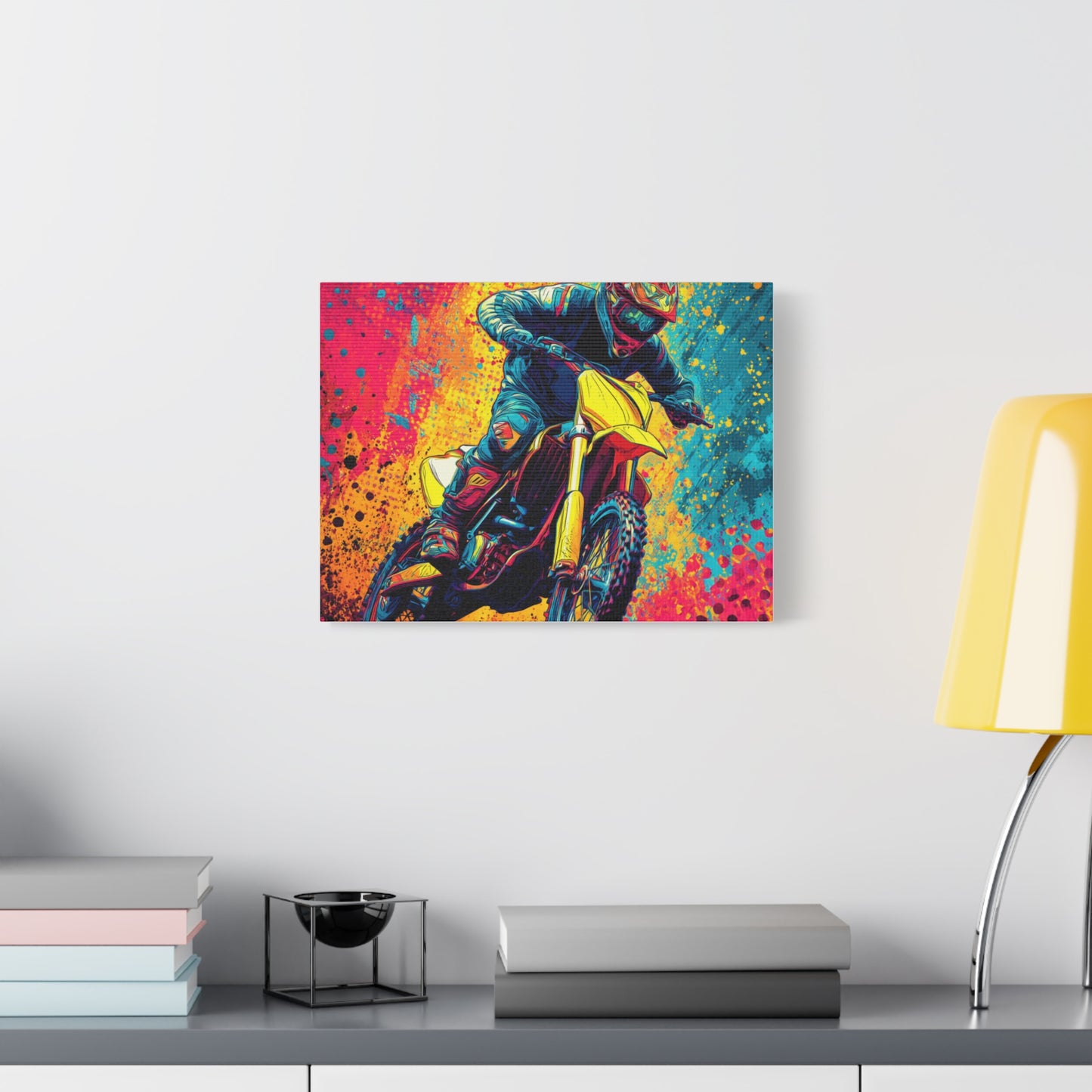 Vibrant Motocross Canvas Art, Perfect for Sports Enthusiasts, Wall Decor, Gift for Bikers, Home or Office Decoration