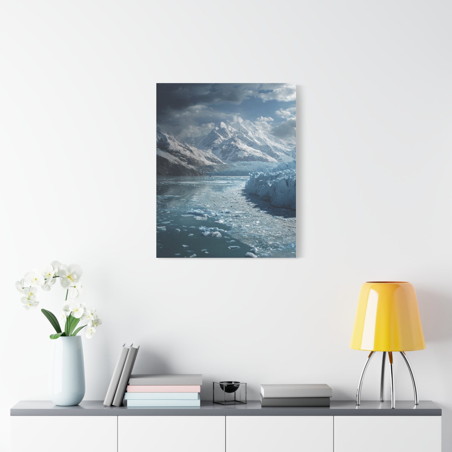 Stretched Canvas Art Print - Serene Glacier Landscape, Wall Decor, Nature Artwork, Gift for Nature Lovers, Home Décor, Winter Scene
