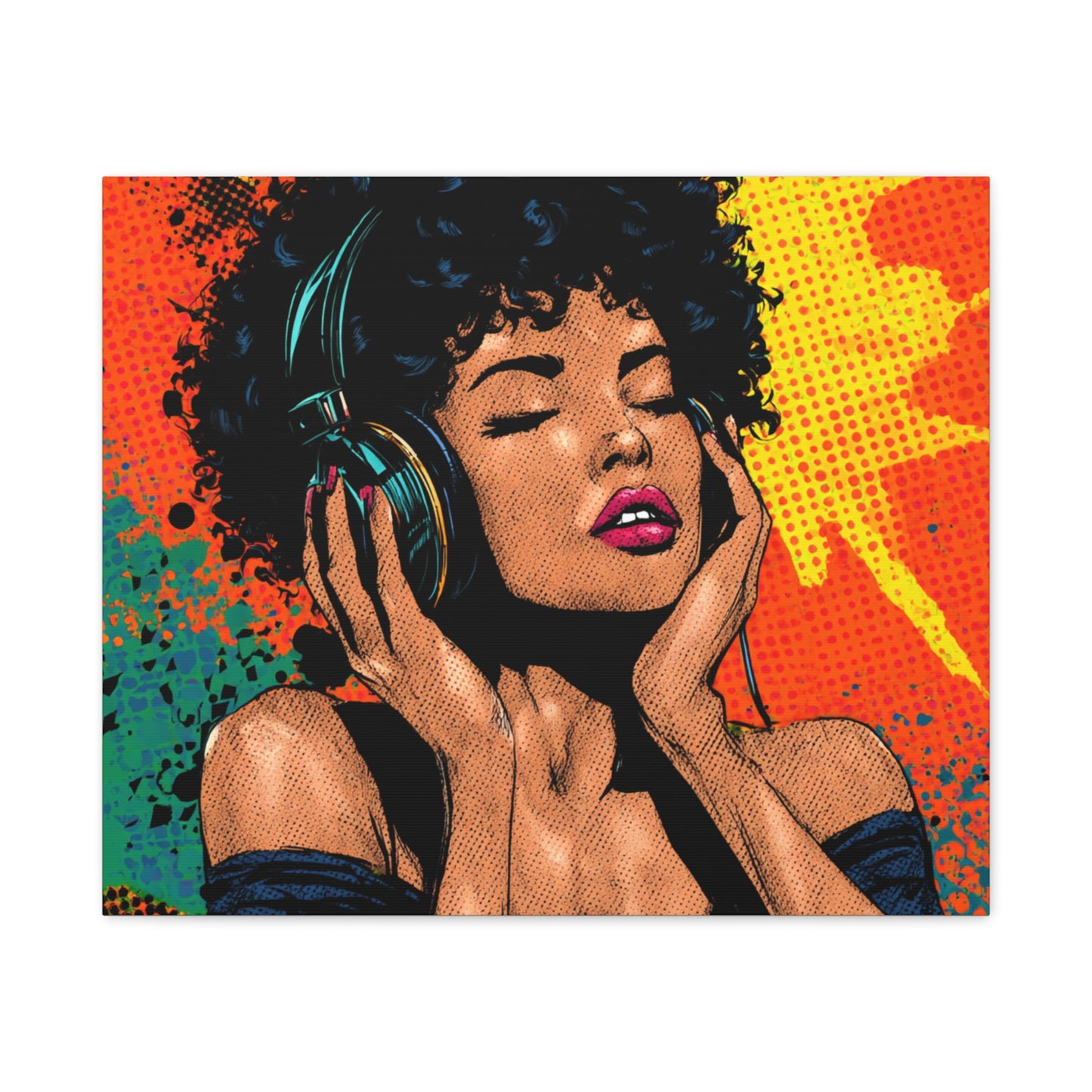 Vibrant Canvas Wall Art, Pop Art Painting, Music Lover