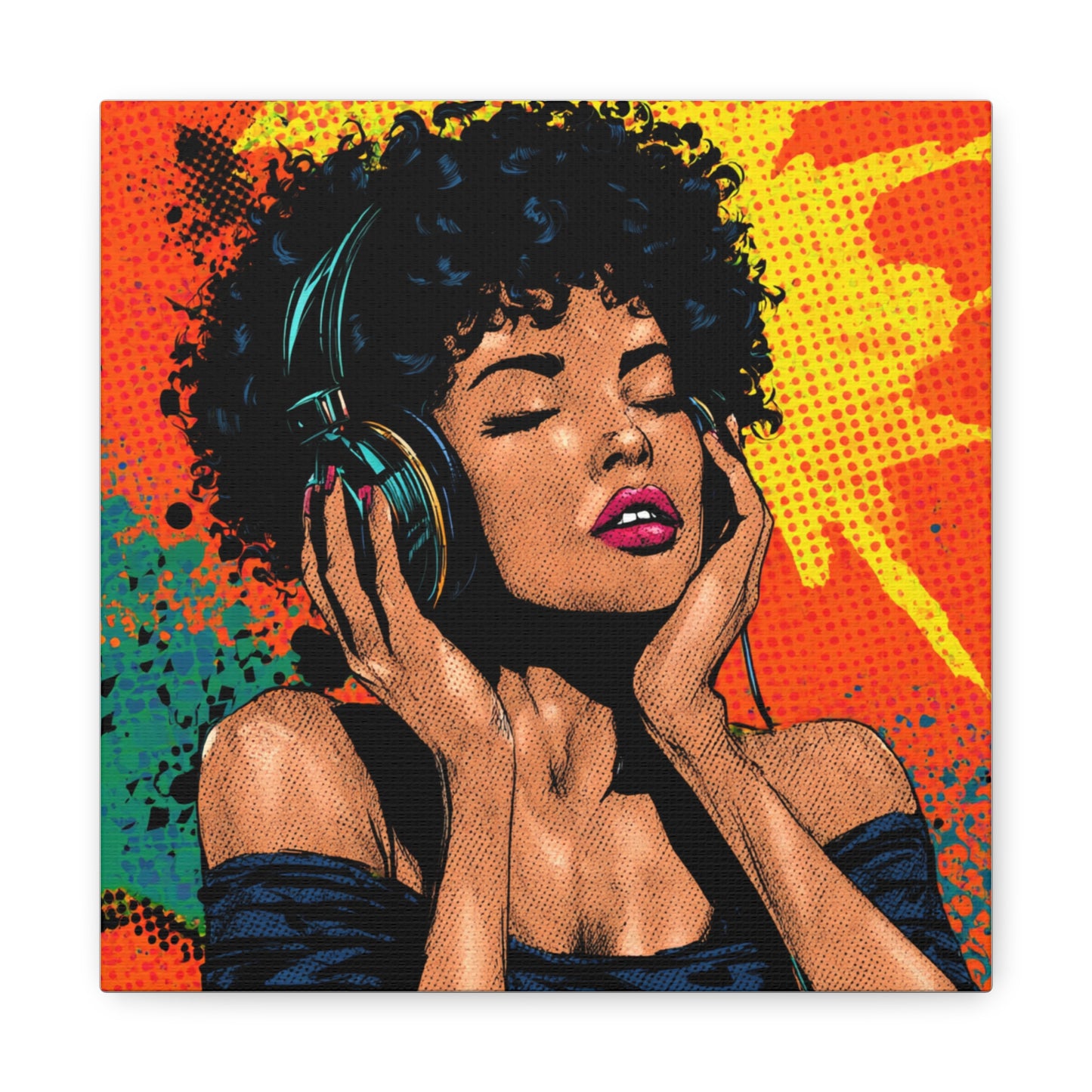 Vibrant Canvas Wall Art, Pop Art Painting, Music Lover