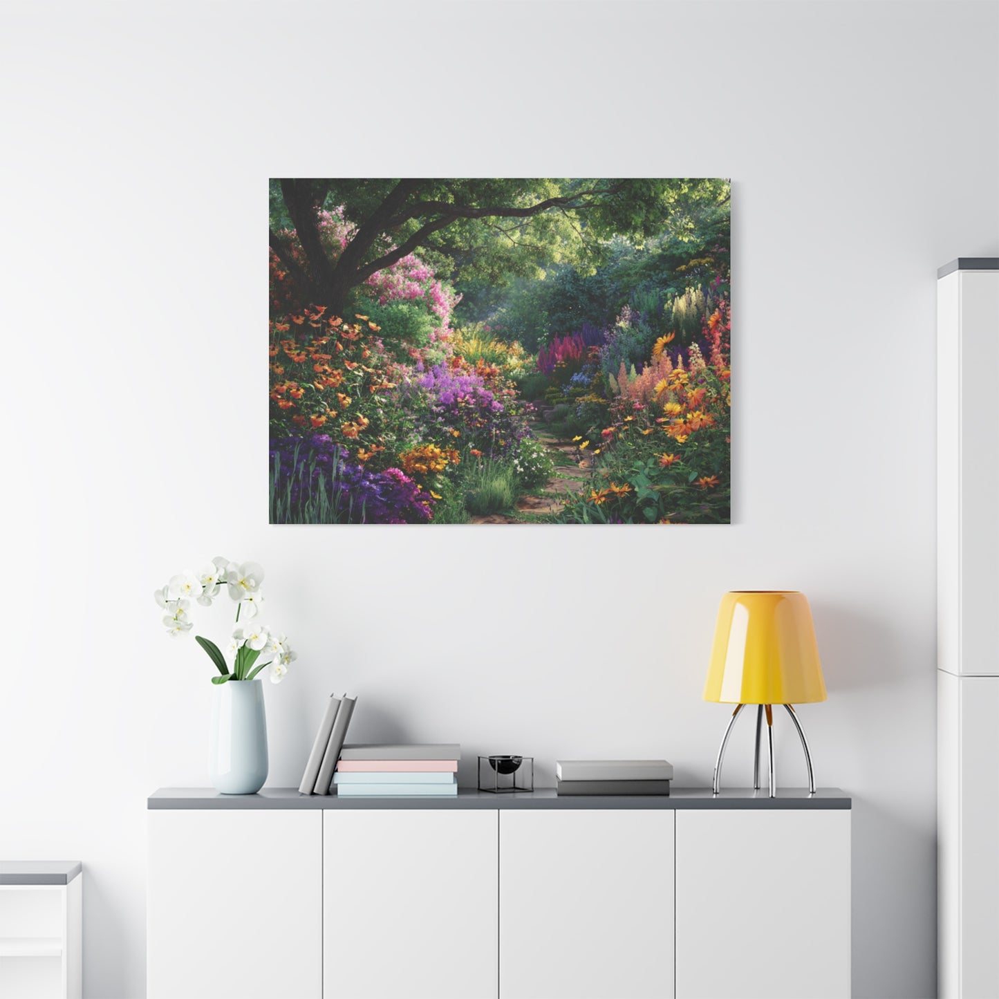Vibrant Garden Canvas Art, Nature Wall Decor, Floral Home Accent, Landscape Print, Botanical Artwork for Any Room