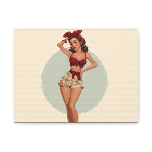 Vintage Pin-Up Wall Art, Retro Canvas Print, Home Decor, Gift for Her, Kitchen Art, Vintage Aesthetic, Girl Room Decor