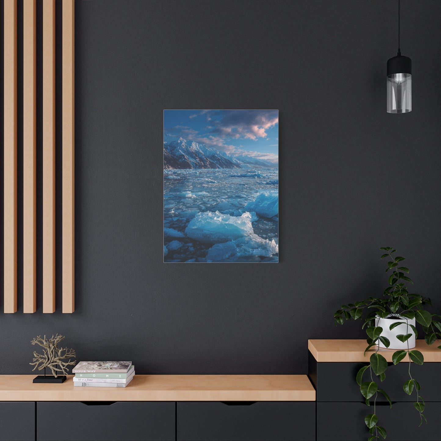 Serene Blue Glacier Canvas Wall Art, Landscape Decor, Home Serenity, Nature Prints for Living Room, Office, Gift Ideas
