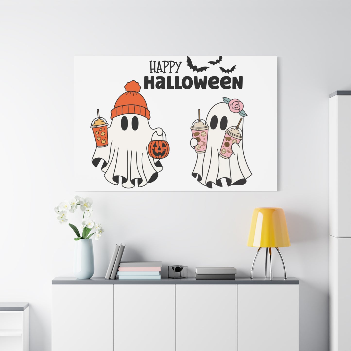 Canvas Print - Adorable Ghost Friends, Happy Halloween