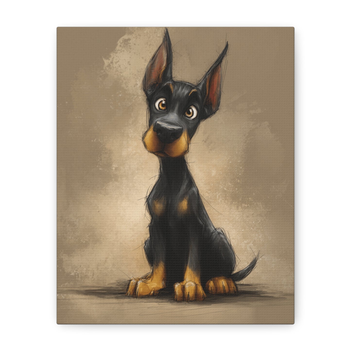 Cute Dog Art Canvas Print, Stretched Dog Wall Decor, Pet Lover Gift, Home Decor for Dog Owners, Animal Portrait, Dog Mom Gift