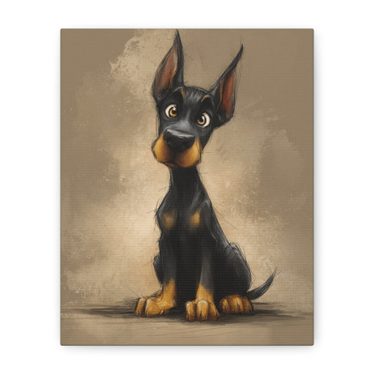 Cute Dog Art Canvas Print, Stretched Dog Wall Decor, Pet Lover Gift, Home Decor for Dog Owners, Animal Portrait, Dog Mom Gift