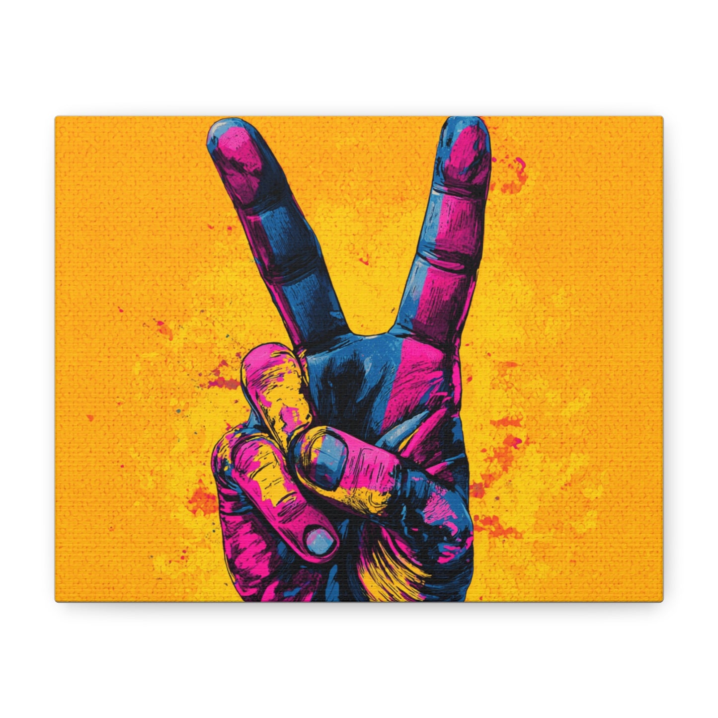 Canvas Print - Hand in Peace Sign, Colorful Pop Art