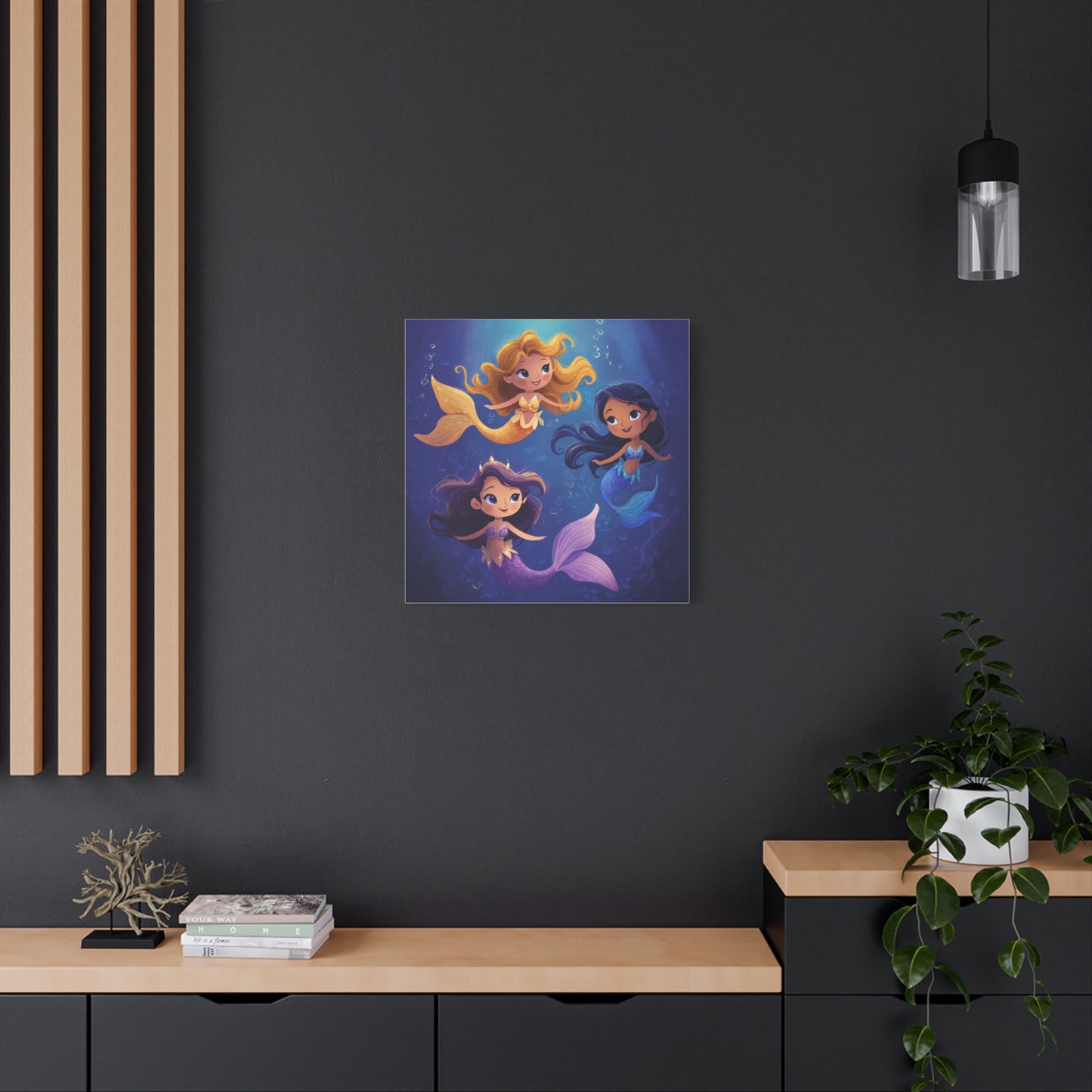 Mermaid Kids' Canvas Print, Whimsical Wall Art for Girls' Rooms, Cute Nursery Decor, Mermaid Theme Bedroom, Magical Birthday Gift