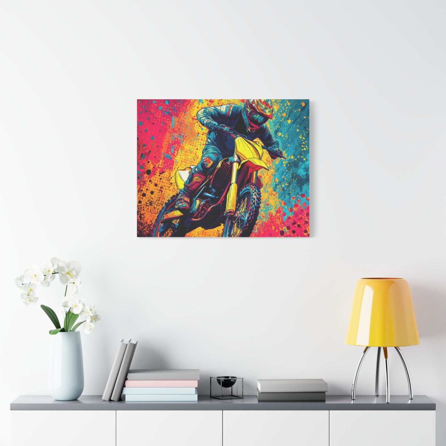 Vibrant Motocross Canvas Art, Perfect for Sports Enthusiasts, Wall Decor, Gift for Bikers, Home or Office Decoration