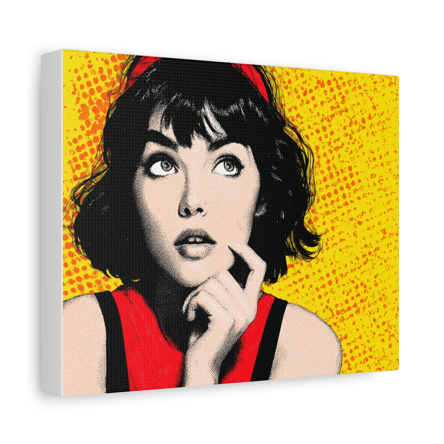 Canvas Print - Pop Art Woman with Black Hair and Red Accents