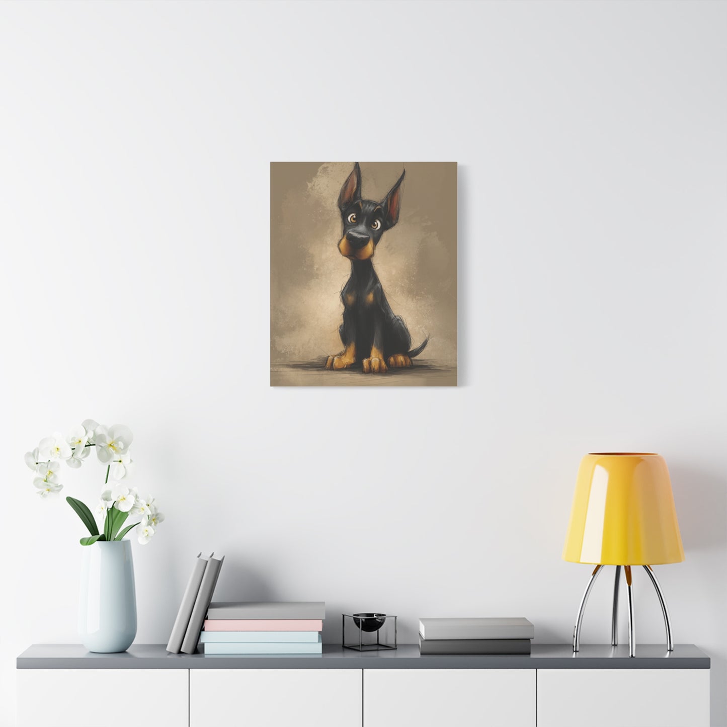 Cute Dog Art Canvas Print, Stretched Dog Wall Decor, Pet Lover Gift, Home Decor for Dog Owners, Animal Portrait, Dog Mom Gift