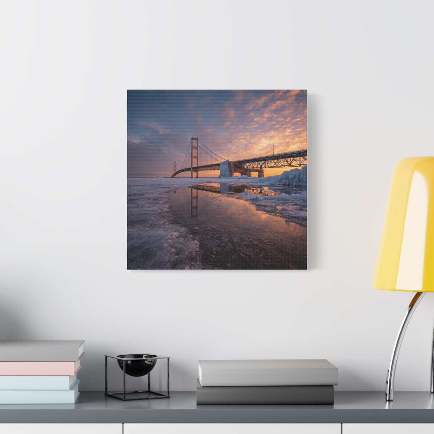 Framed Canvas Wall Art, Stunning Michigan Bridge, Home Decor, Gift for Art Lovers, Modern Aesthetic, Nature Photography