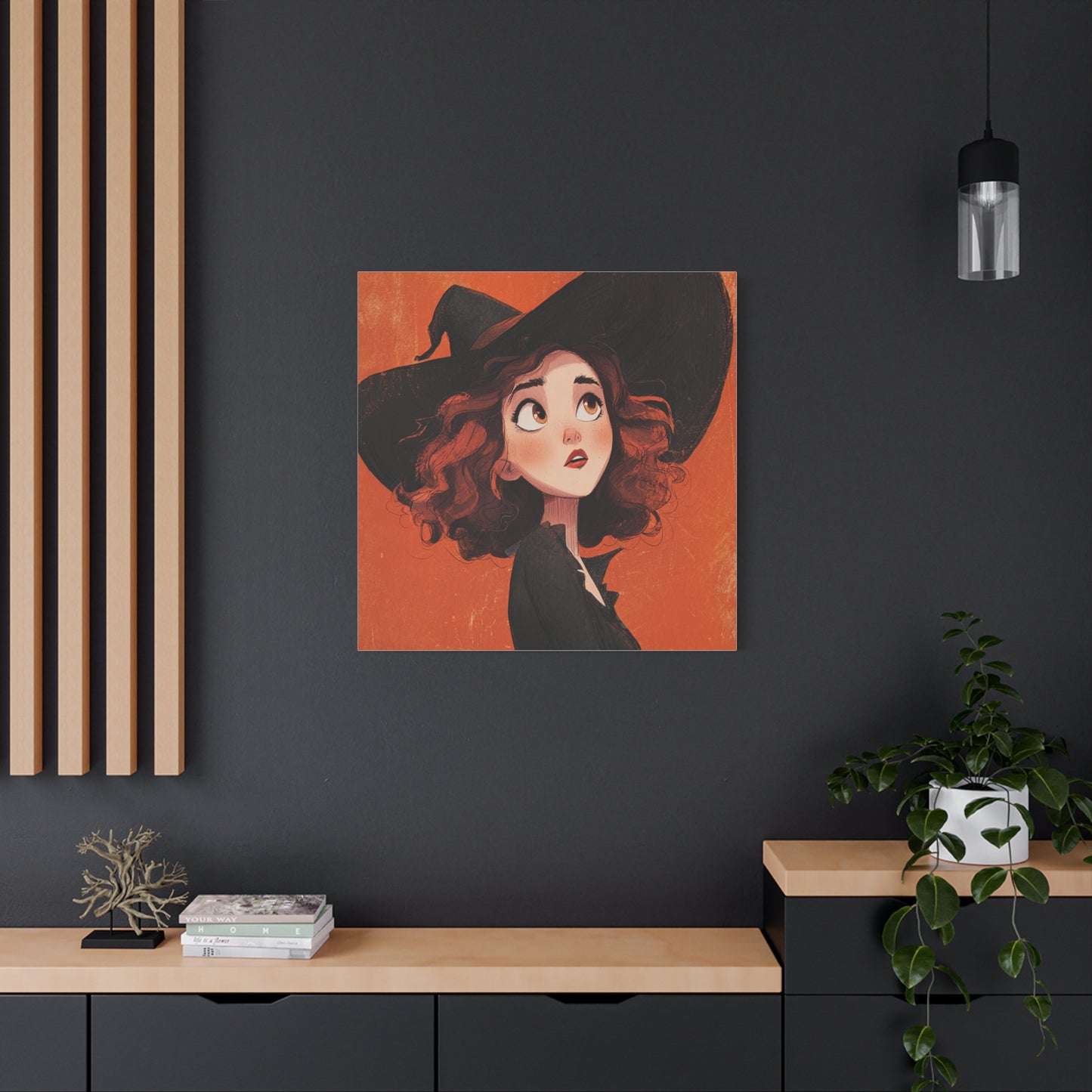 Whimsical Witch Canvas Print, Halloween Decor, Art for Home, Gift for Witches, Fall Wall Art, Magic Lover's Gift