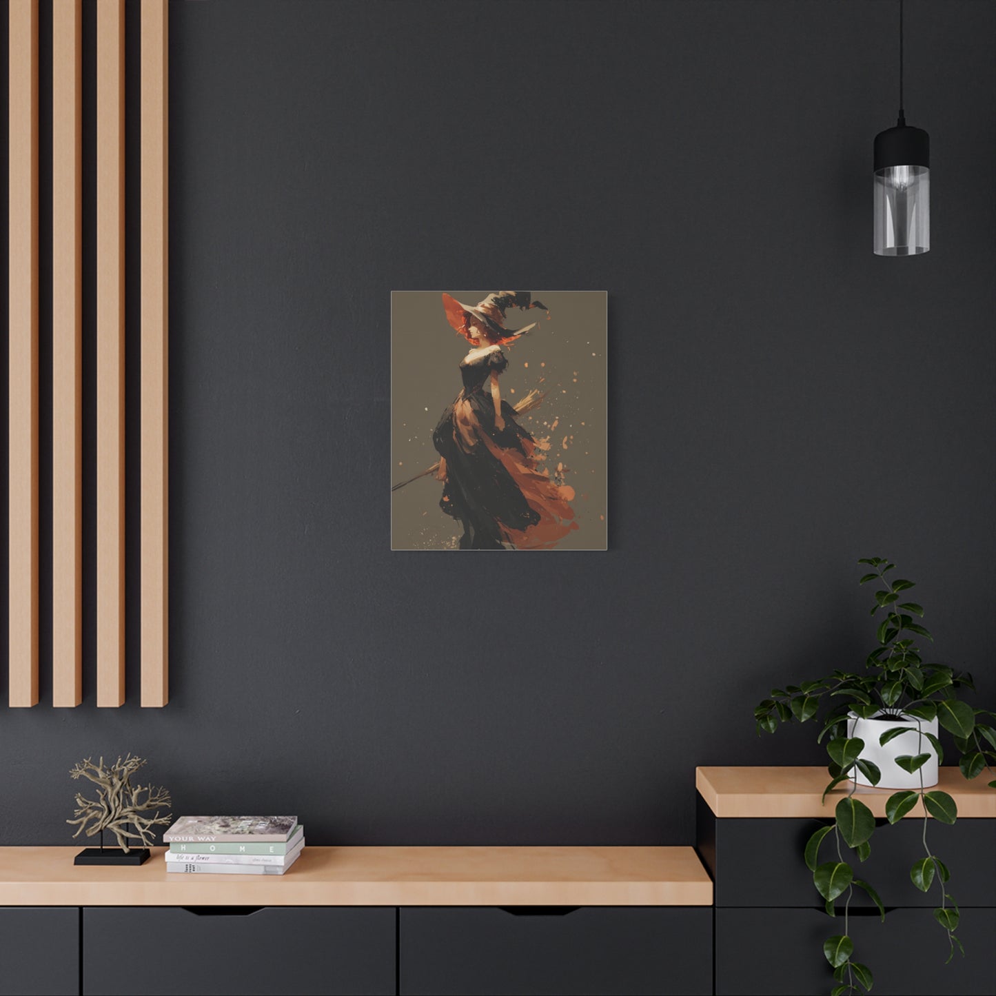 Witch Art Canvas Wall Decor, Magical Witch Painting, Halloween Home Decor, Modern Art Print, Witchcraft Wall Art