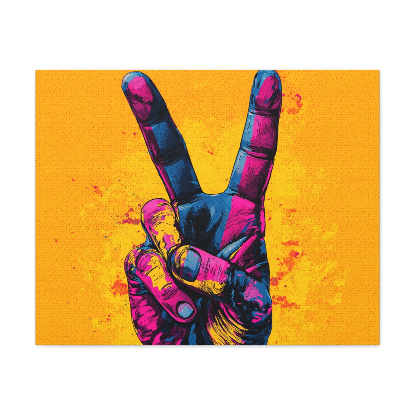Canvas Print - Hand in Peace Sign, Colorful Pop Art