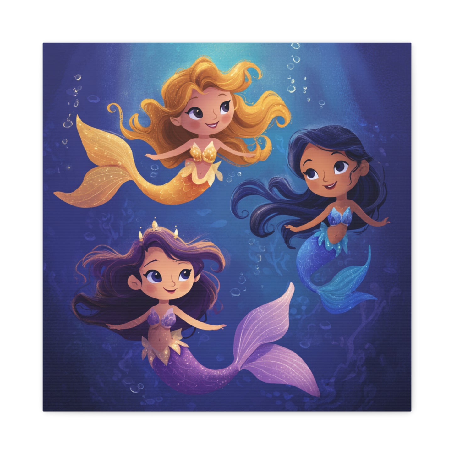 Mermaid Kids' Canvas Print, Whimsical Wall Art for Girls' Rooms, Cute Nursery Decor, Mermaid Theme Bedroom, Magical Birthday Gift