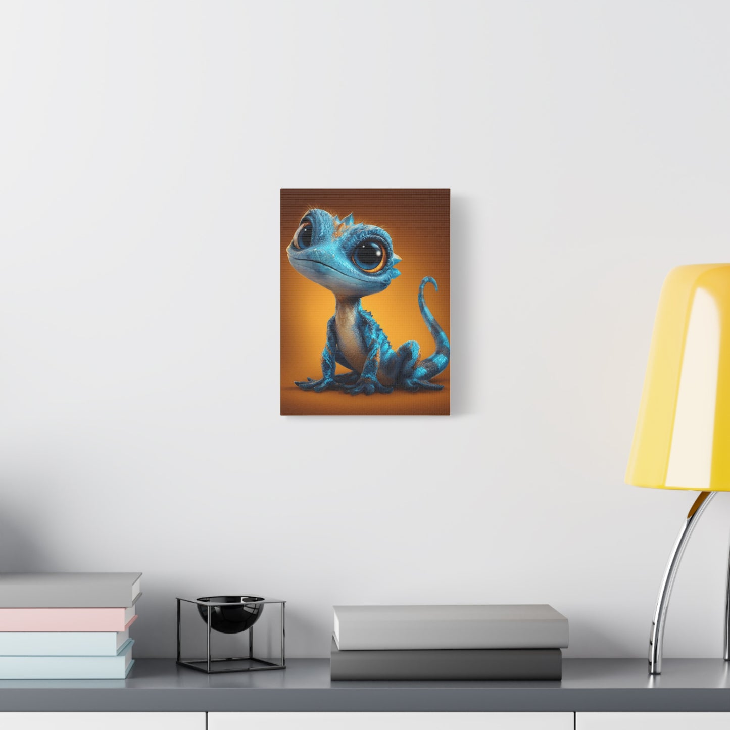 Whimsical Lizard Canvas Art, Cute Animal Decor, Vibrant Wall Art, Children's Room Decoration, Playful Creature Artwork