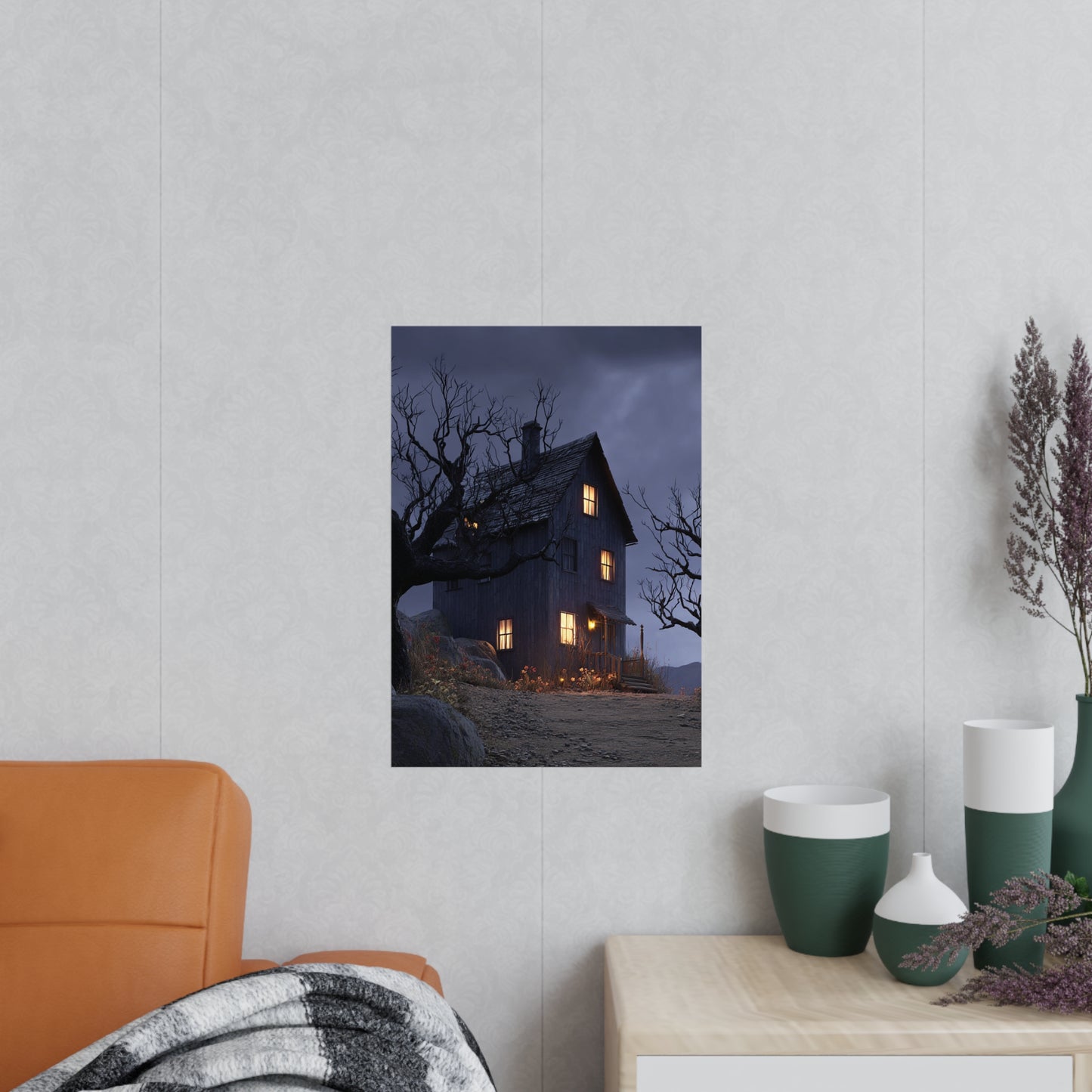Haunting Home Posters, Dark Aesthetic Wall Art, Cozy Living Room Decor, Spooky Artwork, Halloween Decoration