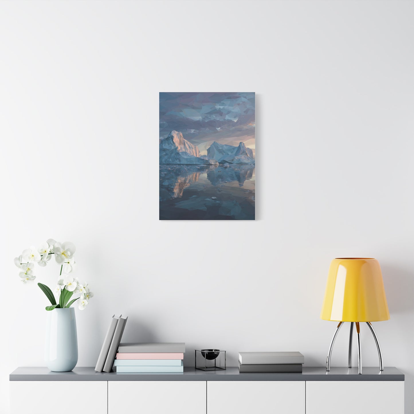 Stretched Canvas Art Print, Geometric Landscape Wall Decor, Minimalist Home Accent, Nature-Inspired Artwork, Unique Gift Idea