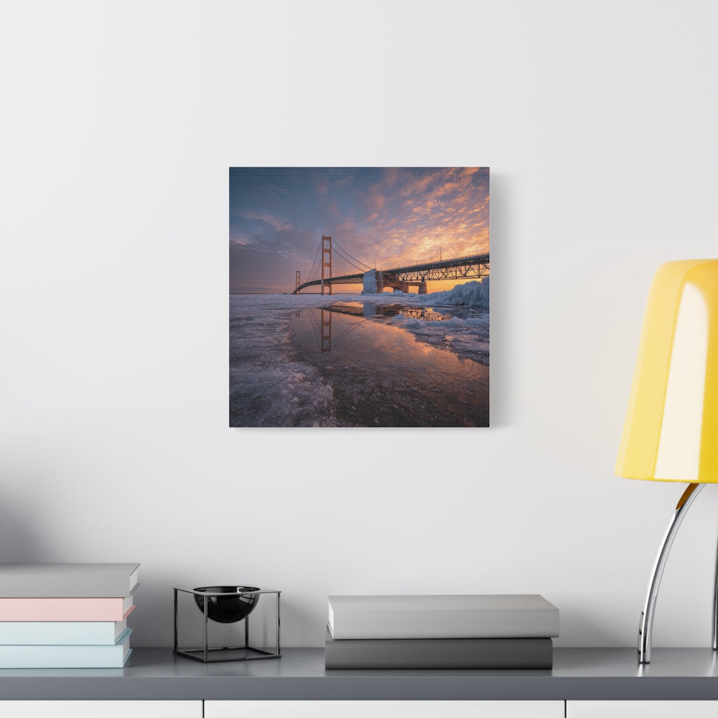 Framed Canvas Wall Art, Stunning Michigan Bridge, Home Decor, Gift for Art Lovers, Modern Aesthetic, Nature Photography