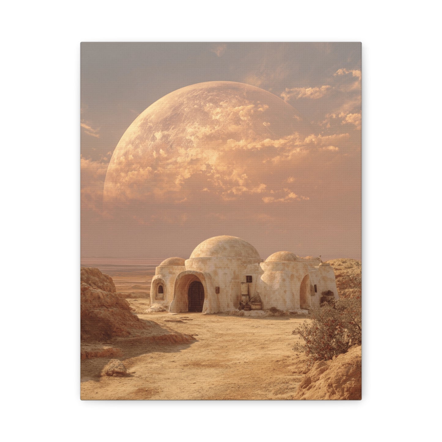 Stretched Canvas Art Print, Matte Wall Decor, Desert Landscape, Home Office Art, Gift for Art Lovers, Space Decor, Unique Wall Art