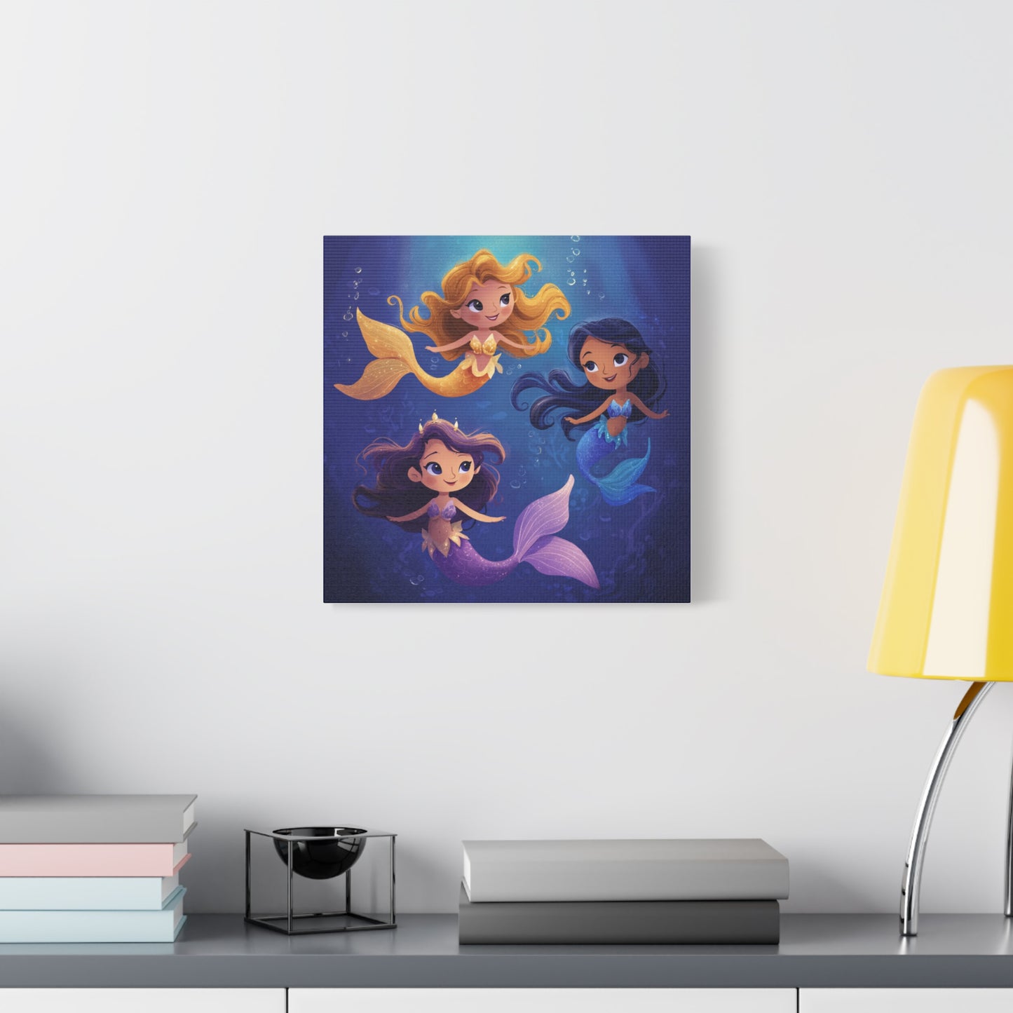 Mermaid Kids' Canvas Print, Whimsical Wall Art for Girls' Rooms, Cute Nursery Decor, Mermaid Theme Bedroom, Magical Birthday Gift