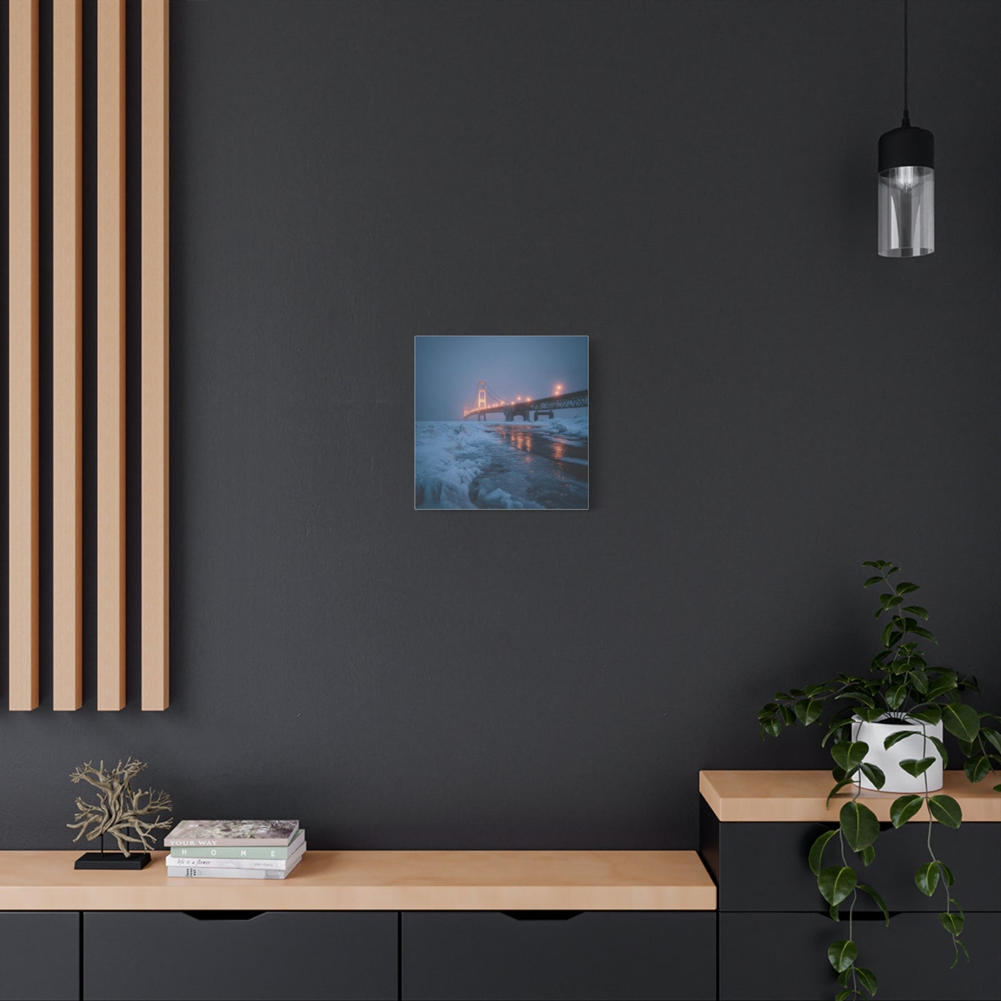 Winter Bridge Canvas Print, Decorative Wall Art, Home Decor, Framed Landscape, Gift for Nature Lovers, Contemporary Art