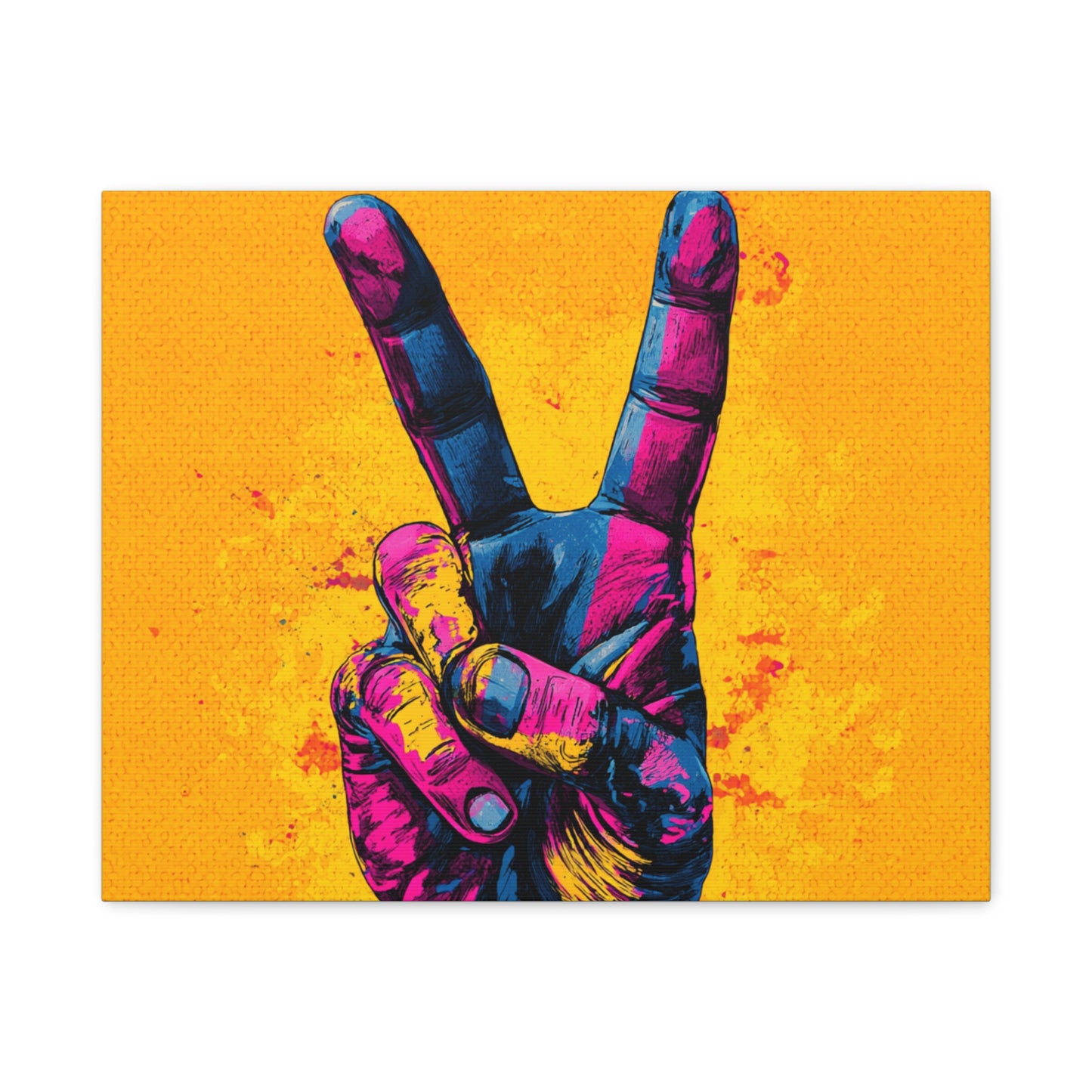 Canvas Print - Hand in Peace Sign, Colorful Pop Art