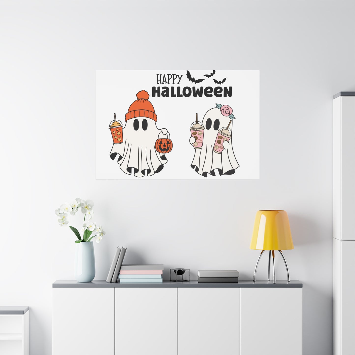 Canvas Print - Adorable Ghost Friends, Happy Halloween