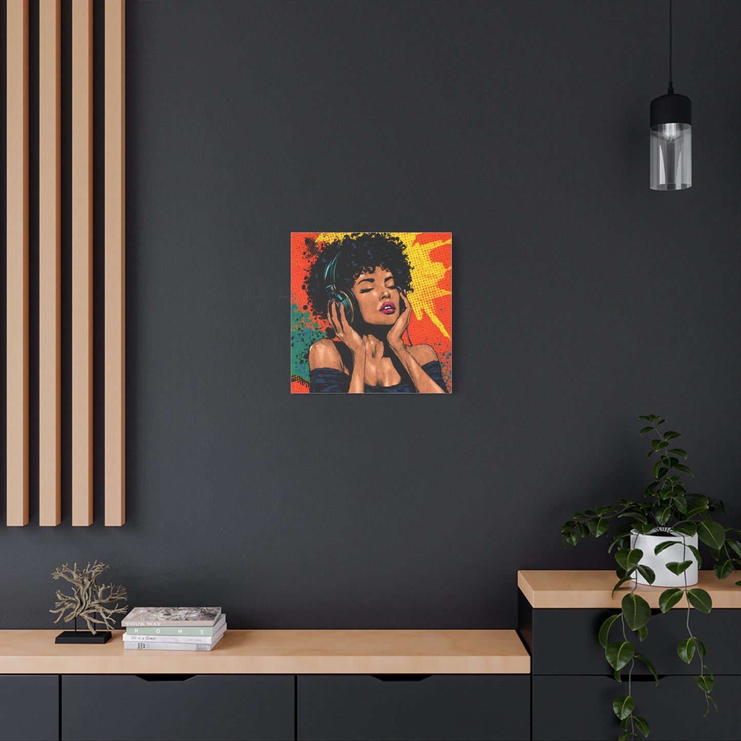 Vibrant Canvas Wall Art, Pop Art Painting, Music Lover