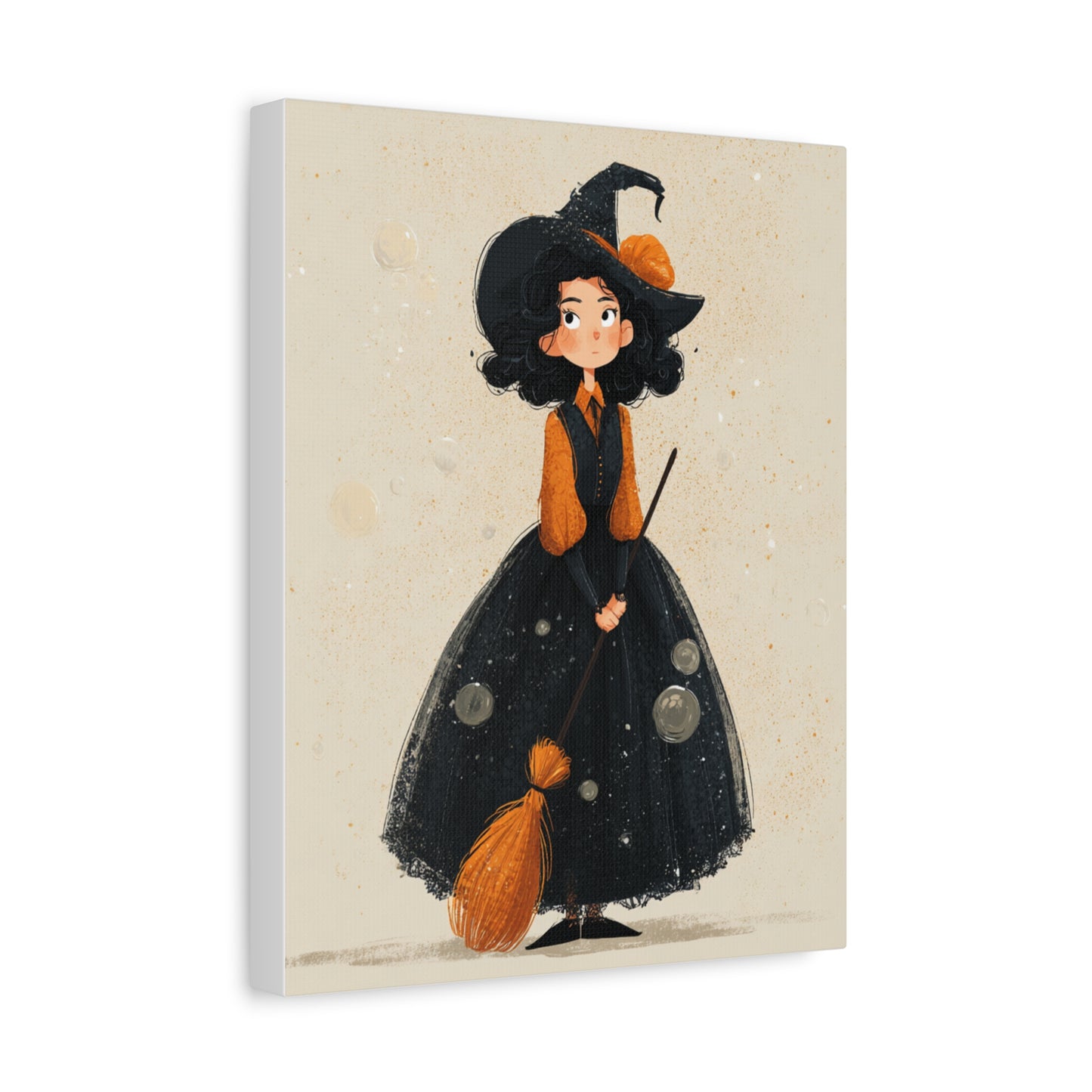 Whimsical Halloween Canvas Art, Decor for Fall, Spooky Season Home Decor, Witch Artwork, Gift for Witch Lovers, Cute Black Hat Art