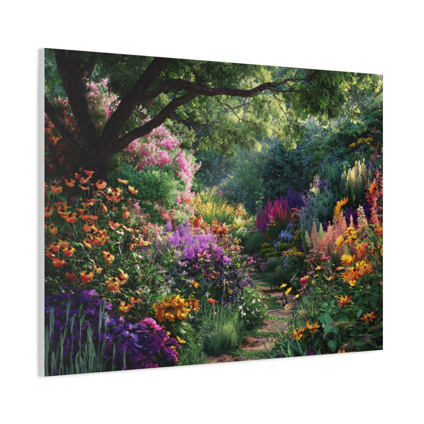 Vibrant Garden Canvas Art, Nature Wall Decor, Floral Home Accent, Landscape Print, Botanical Artwork for Any Room