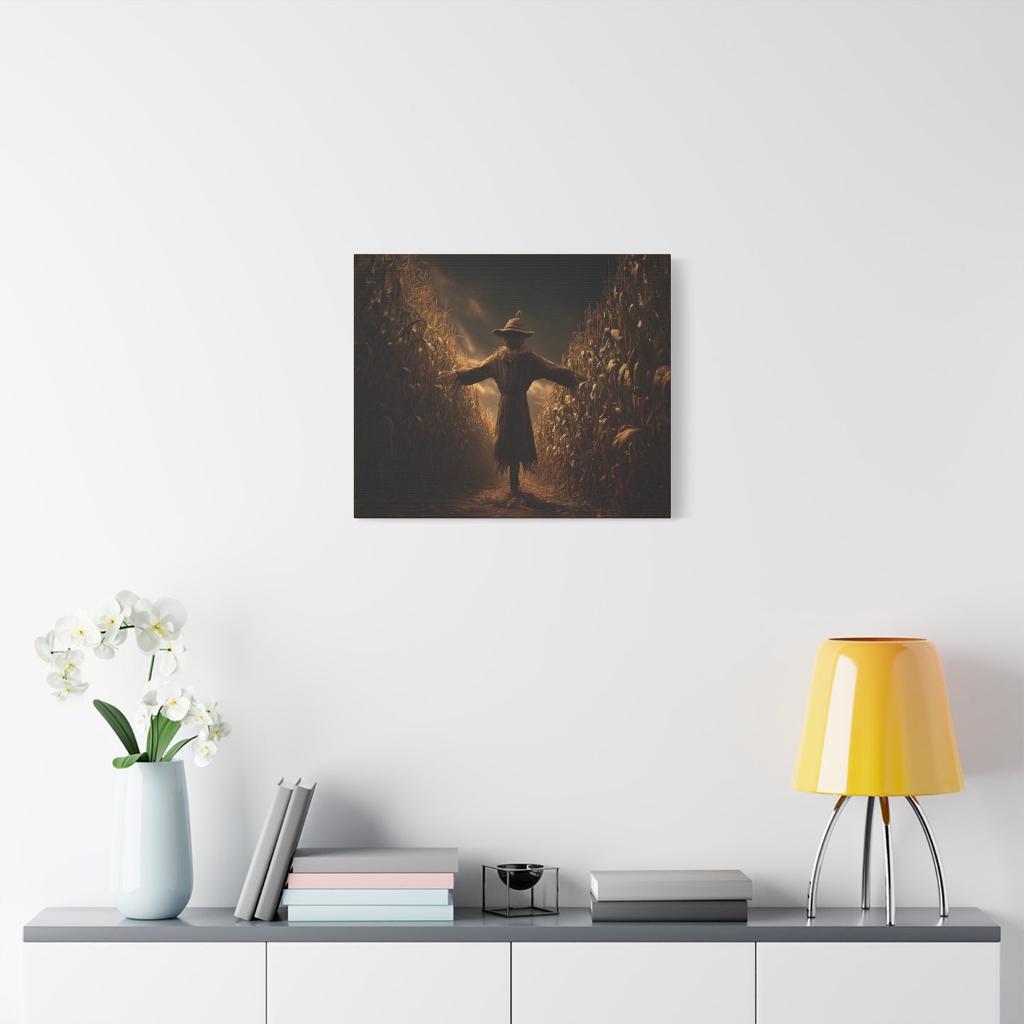 Canvas Print -  Scarecrow in Field - Wall Art Decor - Halloween