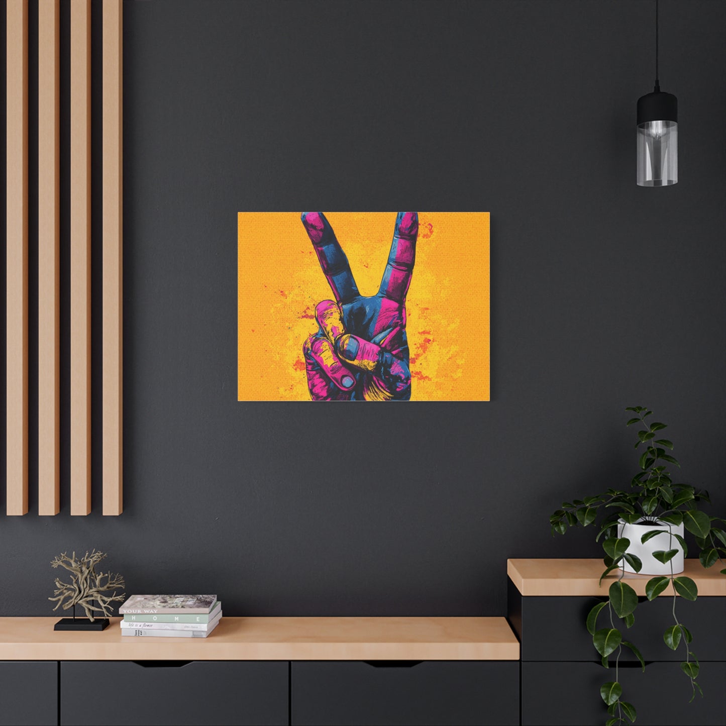Canvas Print - Hand in Peace Sign, Colorful Pop Art