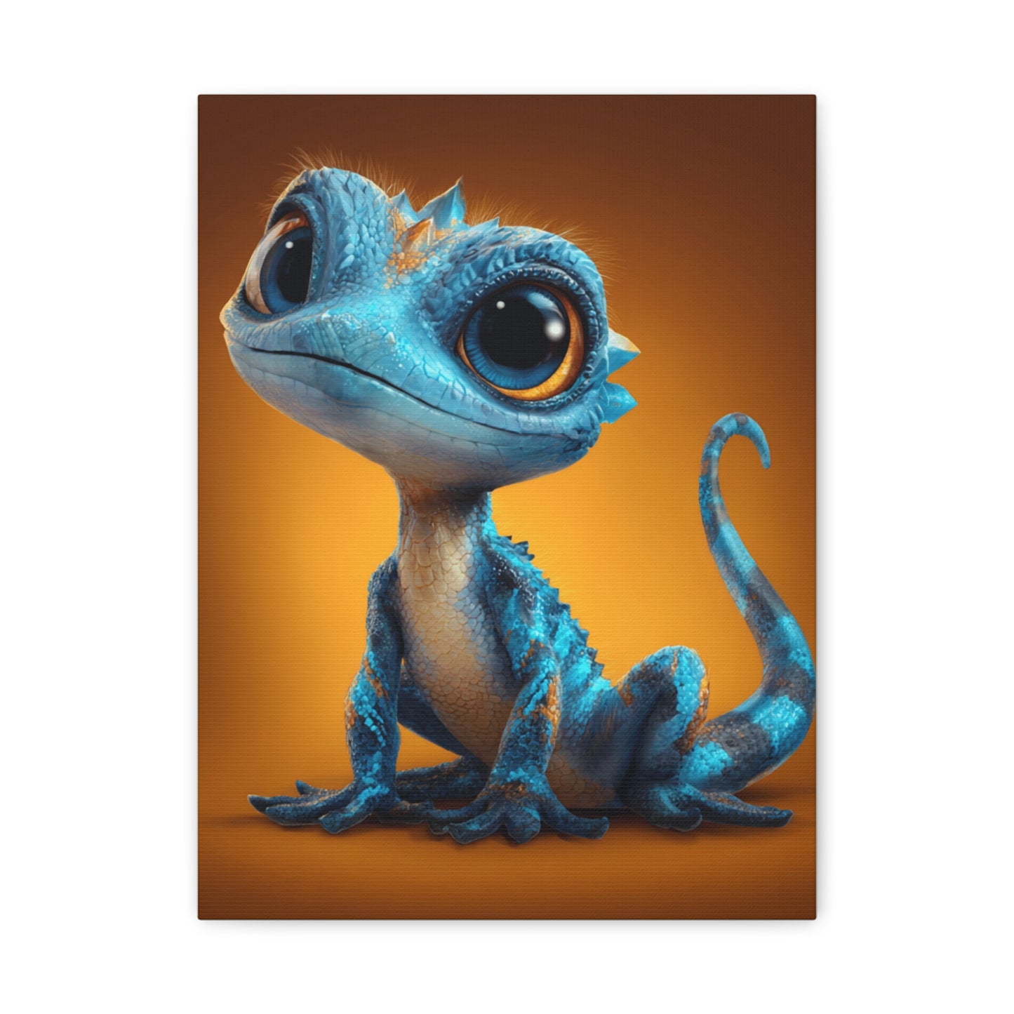 Whimsical Lizard Canvas Art, Cute Animal Decor, Vibrant Wall Art, Children's Room Decoration, Playful Creature Artwork