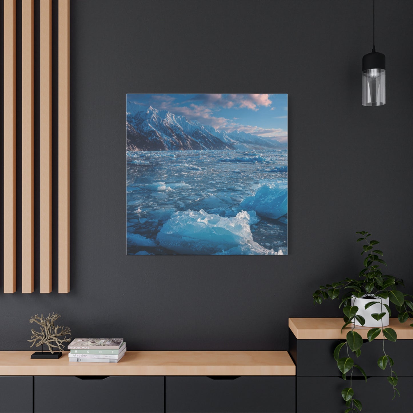 Serene Blue Glacier Canvas Wall Art, Landscape Decor, Home Serenity, Nature Prints for Living Room, Office, Gift Ideas