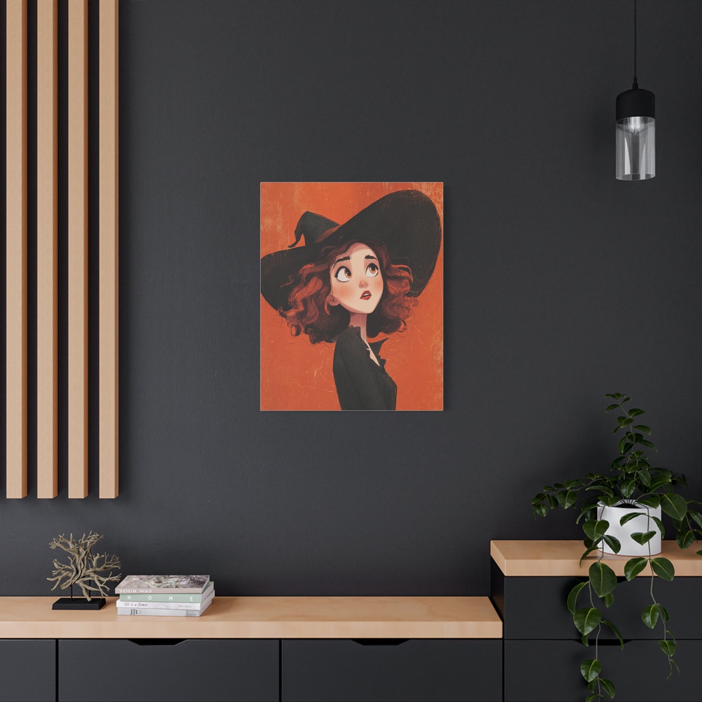 Whimsical Witch Canvas Print, Halloween Decor, Art for Home, Gift for Witches, Fall Wall Art, Magic Lover's Gift
