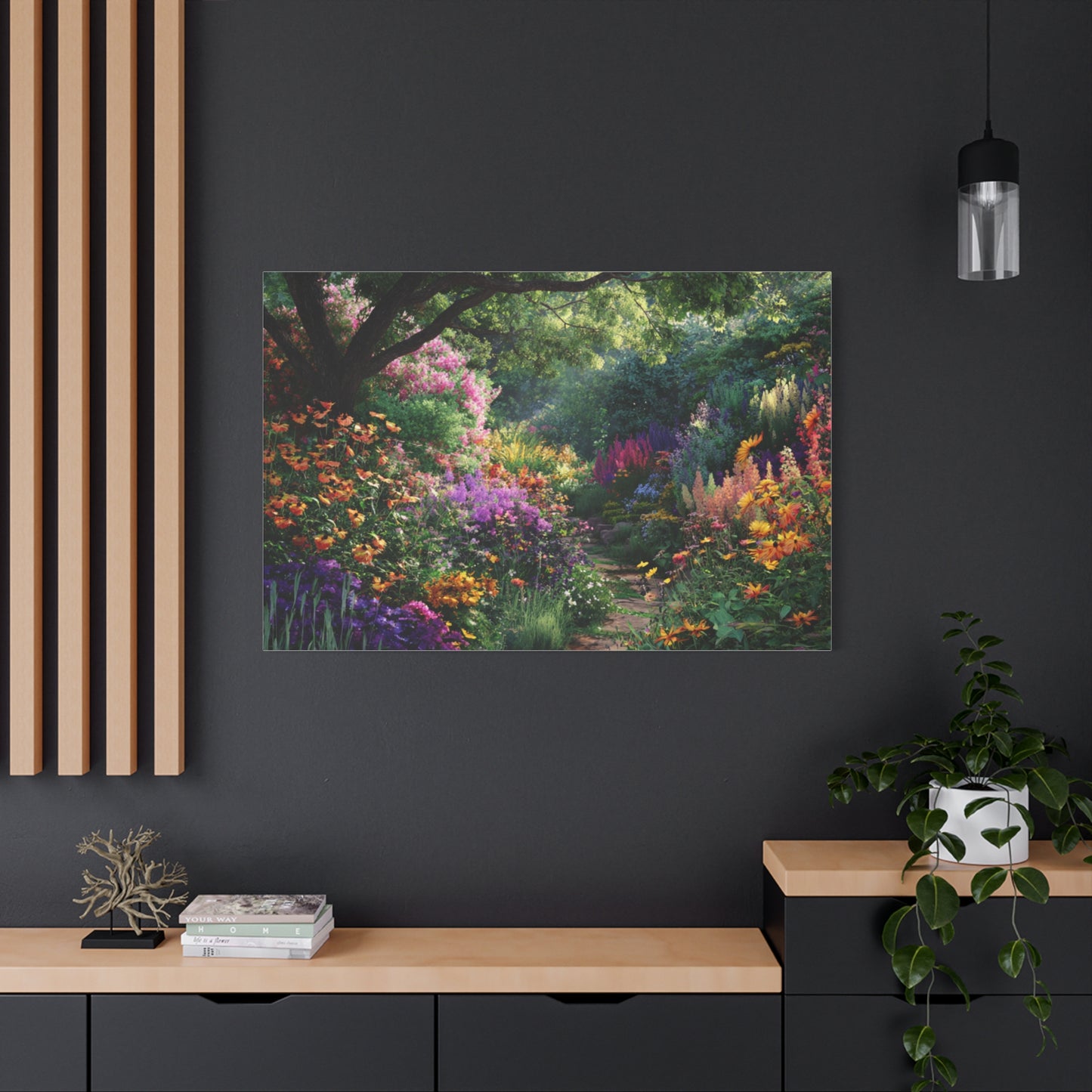 Vibrant Garden Canvas Art, Nature Wall Decor, Floral Home Accent, Landscape Print, Botanical Artwork for Any Room