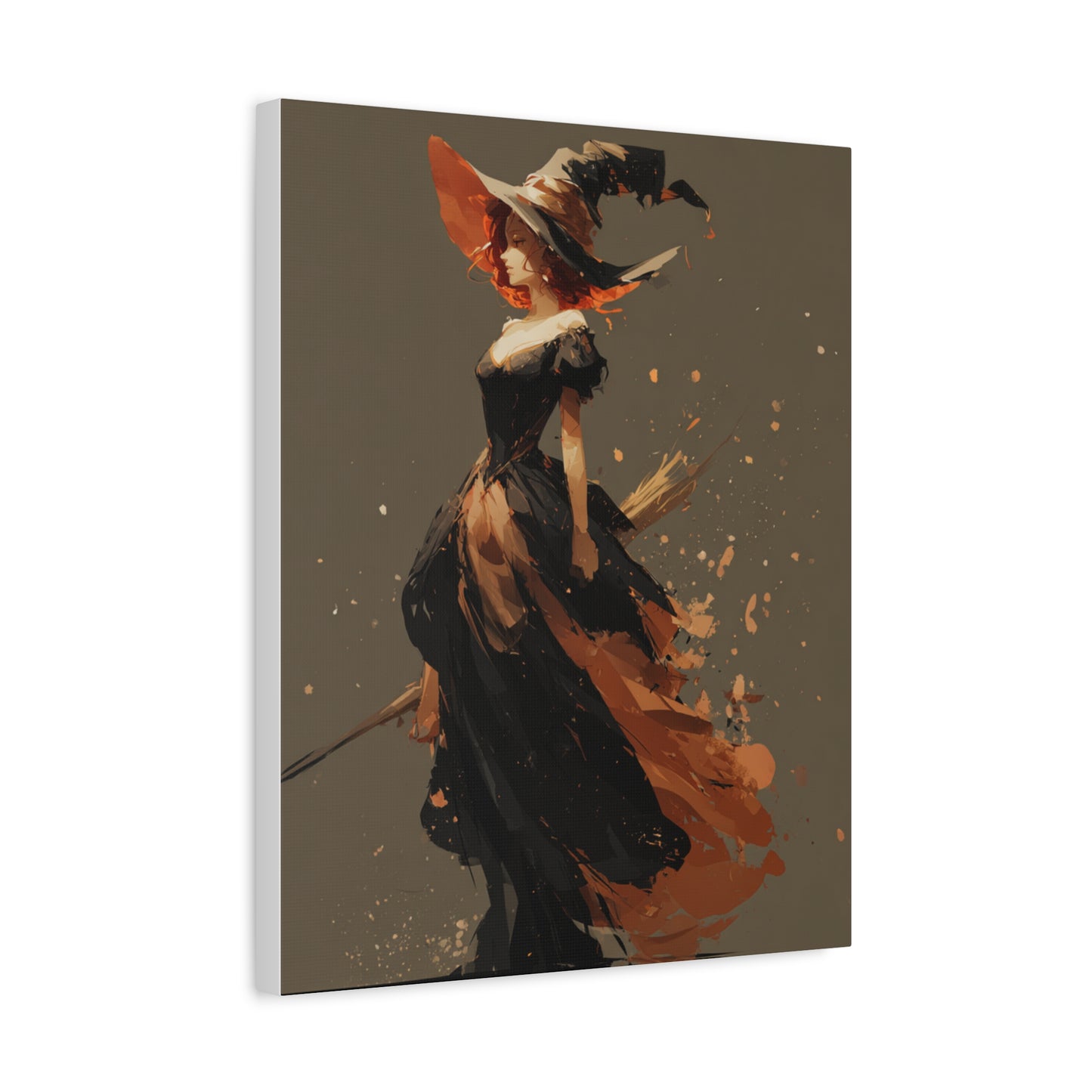 Witch Art Canvas Wall Decor, Magical Witch Painting, Halloween Home Decor, Modern Art Print, Witchcraft Wall Art