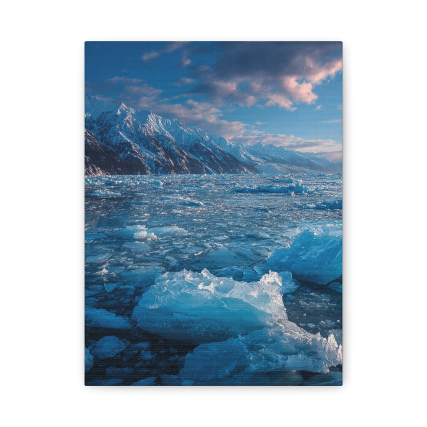 Serene Blue Glacier Canvas Wall Art, Landscape Decor, Home Serenity, Nature Prints for Living Room, Office, Gift Ideas