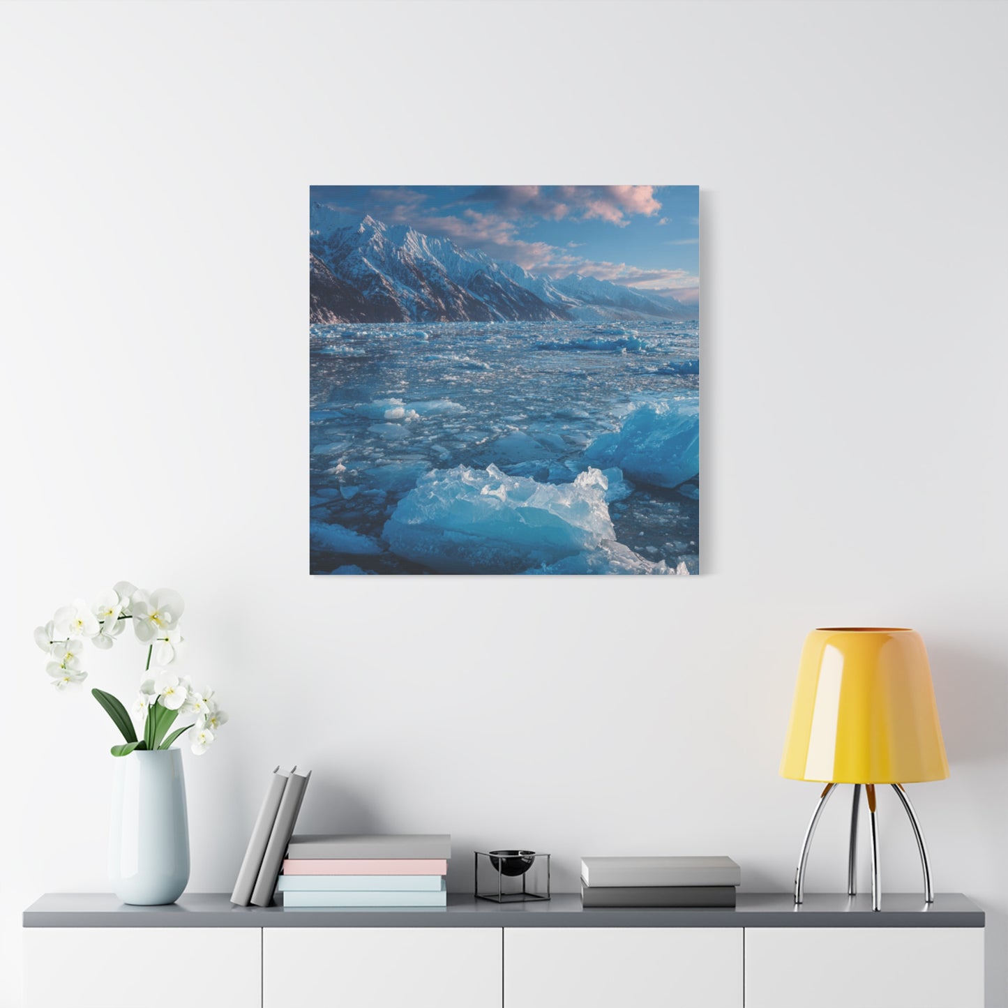Serene Blue Glacier Canvas Wall Art, Landscape Decor, Home Serenity, Nature Prints for Living Room, Office, Gift Ideas