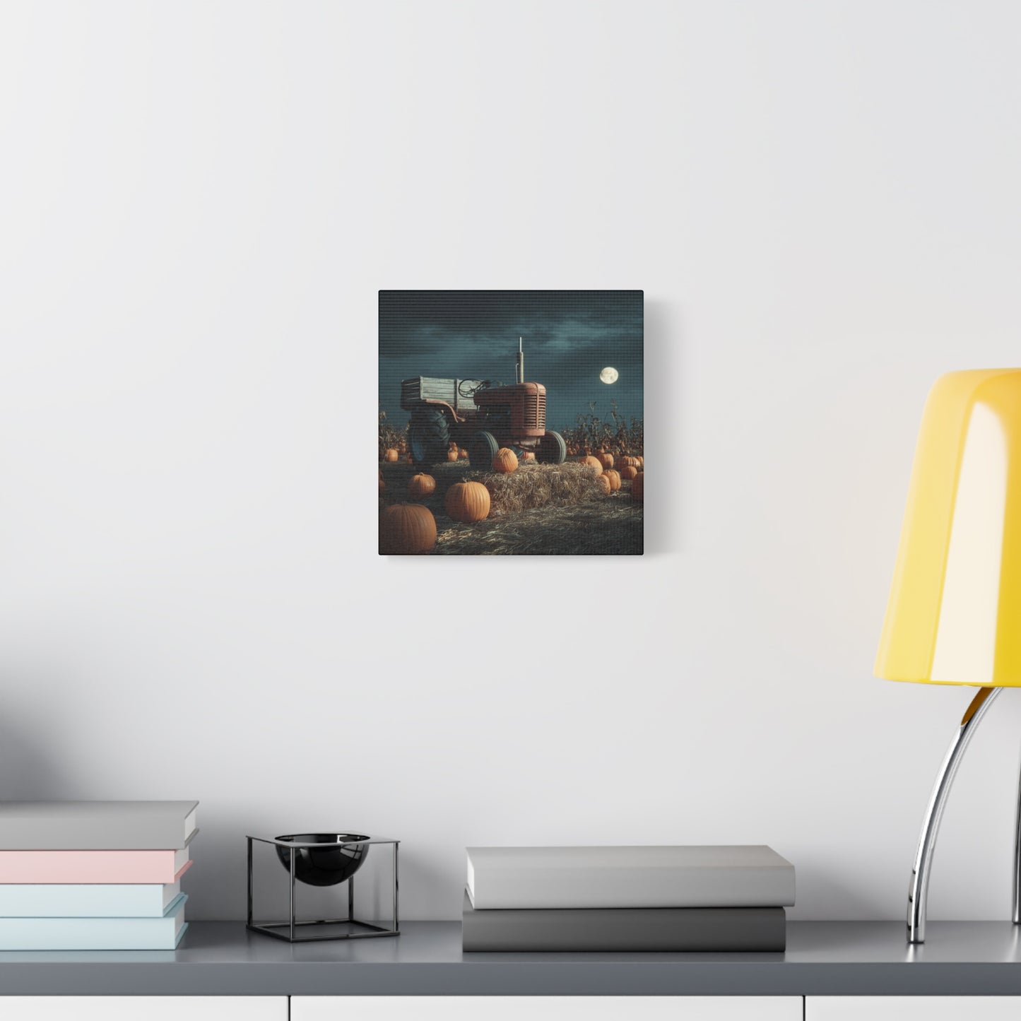 Canvas Print - Tractor in Pumpkin Patch Autumn Scene
