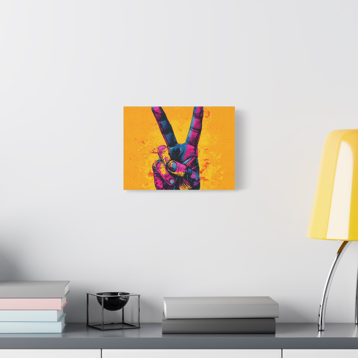 Canvas Print - Hand in Peace Sign, Colorful Pop Art