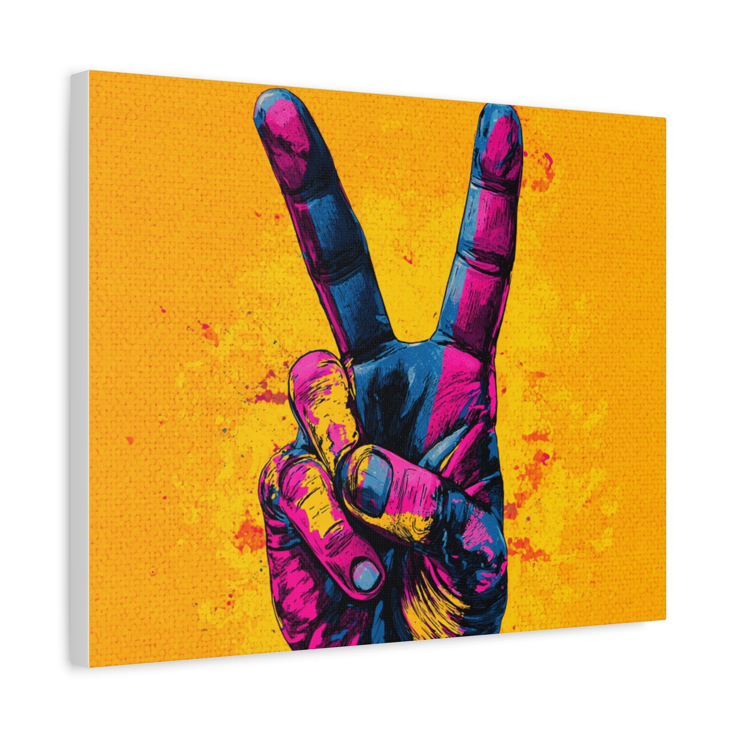 Canvas Print - Hand in Peace Sign, Colorful Pop Art