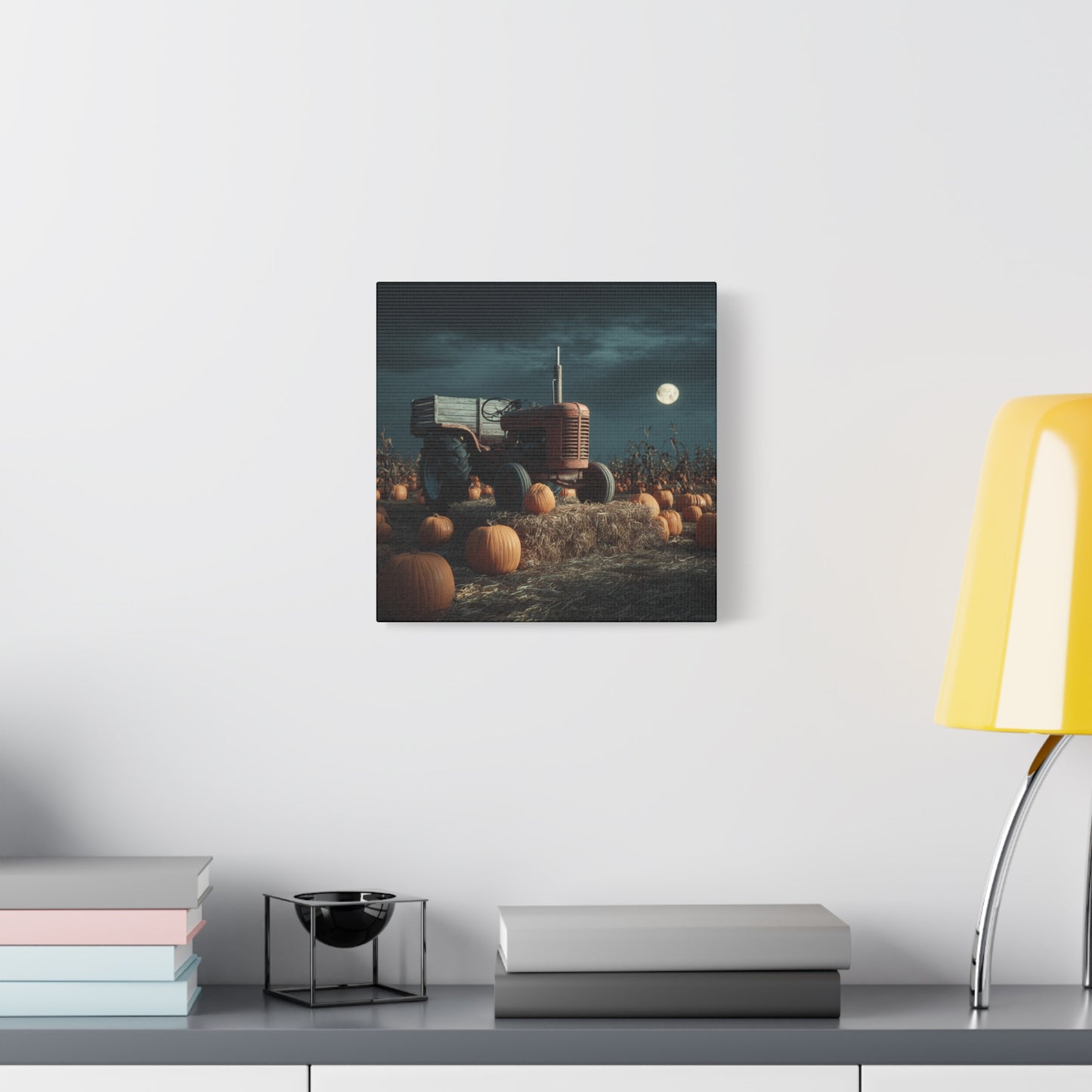 Canvas Print - Tractor in Pumpkin Patch Autumn Scene