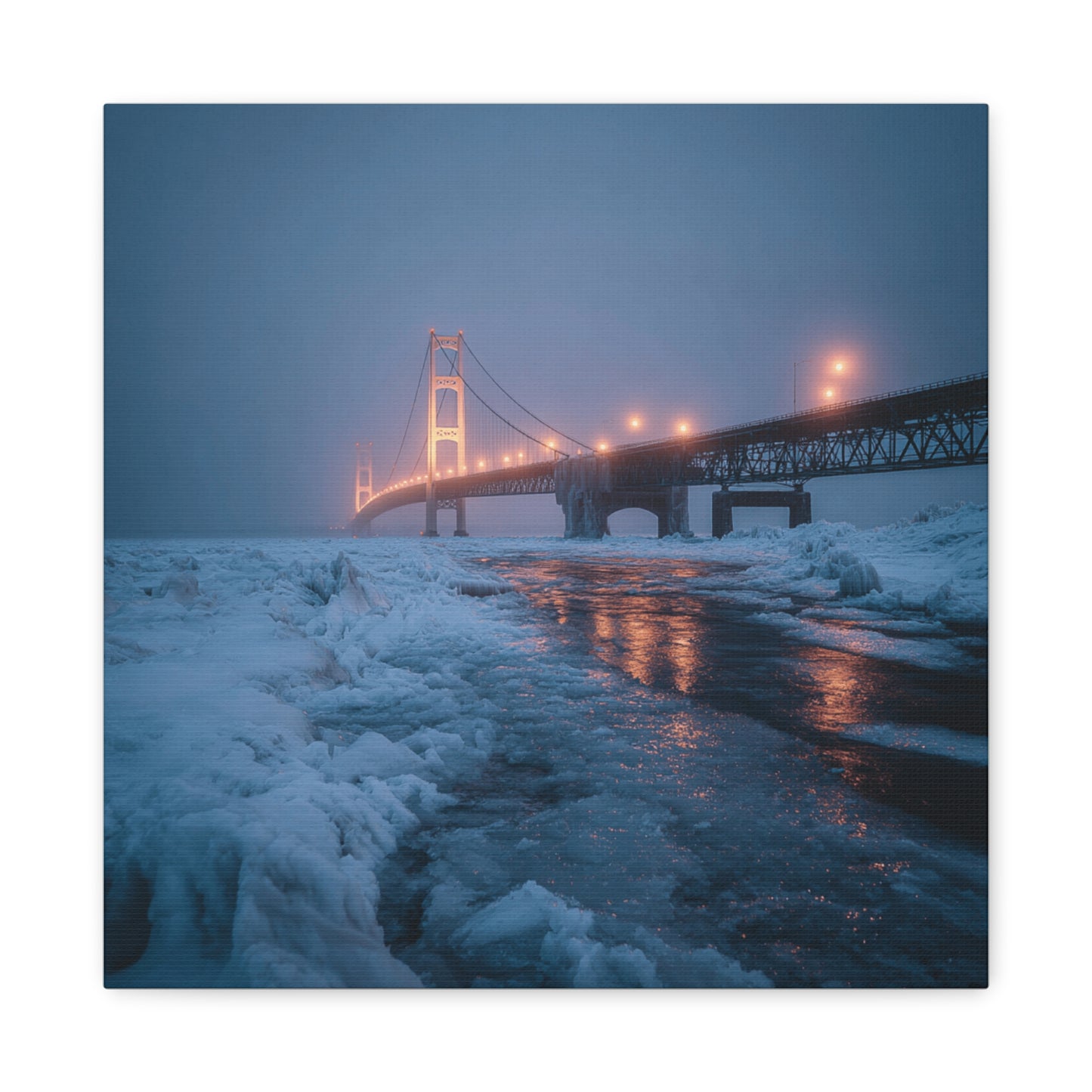Winter Bridge Canvas Print, Decorative Wall Art, Home Decor, Framed Landscape, Gift for Nature Lovers, Contemporary Art