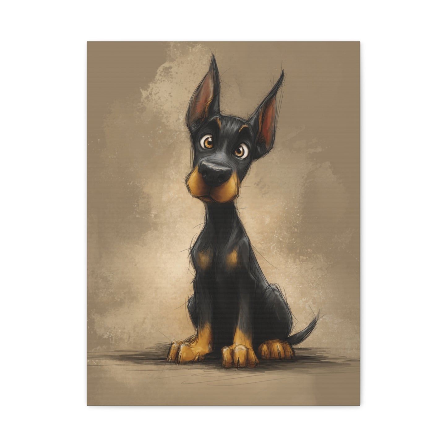 Cute Dog Art Canvas Print, Stretched Dog Wall Decor, Pet Lover Gift, Home Decor for Dog Owners, Animal Portrait, Dog Mom Gift