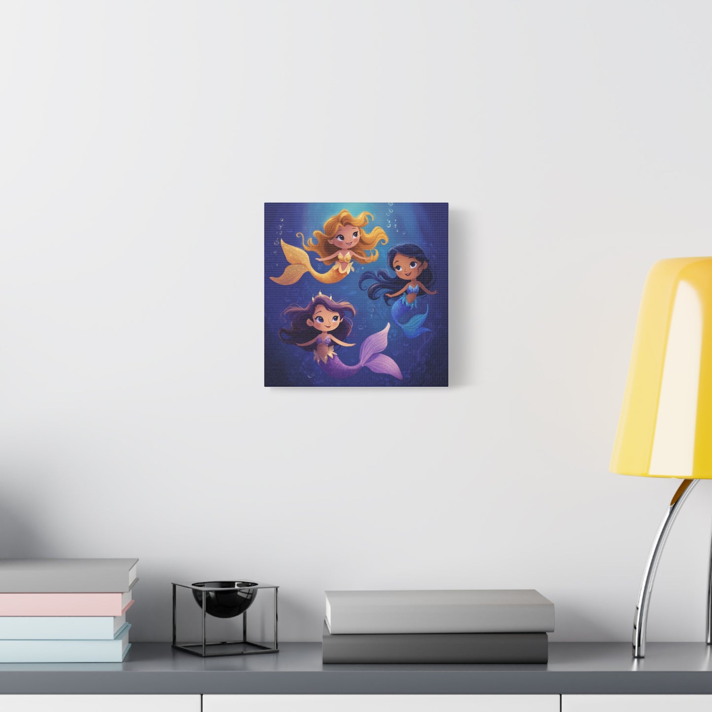 Mermaid Kids' Canvas Print, Whimsical Wall Art for Girls' Rooms, Cute Nursery Decor, Mermaid Theme Bedroom, Magical Birthday Gift